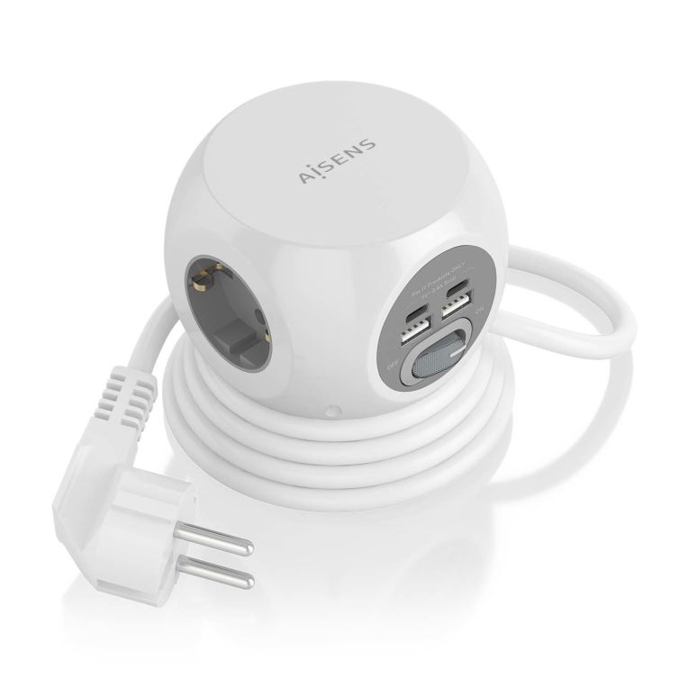 Regleta Enchufes Aisens 3 Tomas  2xusb C 2xusb A 14m Blanco