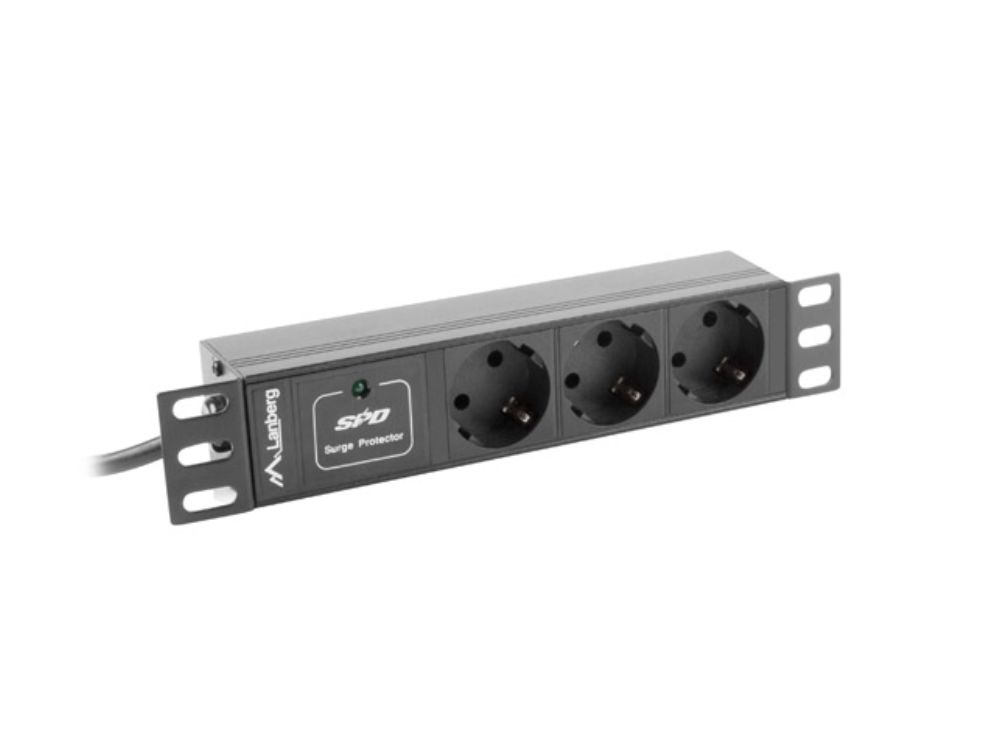 Regleta Lanberg 1u 16a 3x Schuko Rack 10 2m Negro