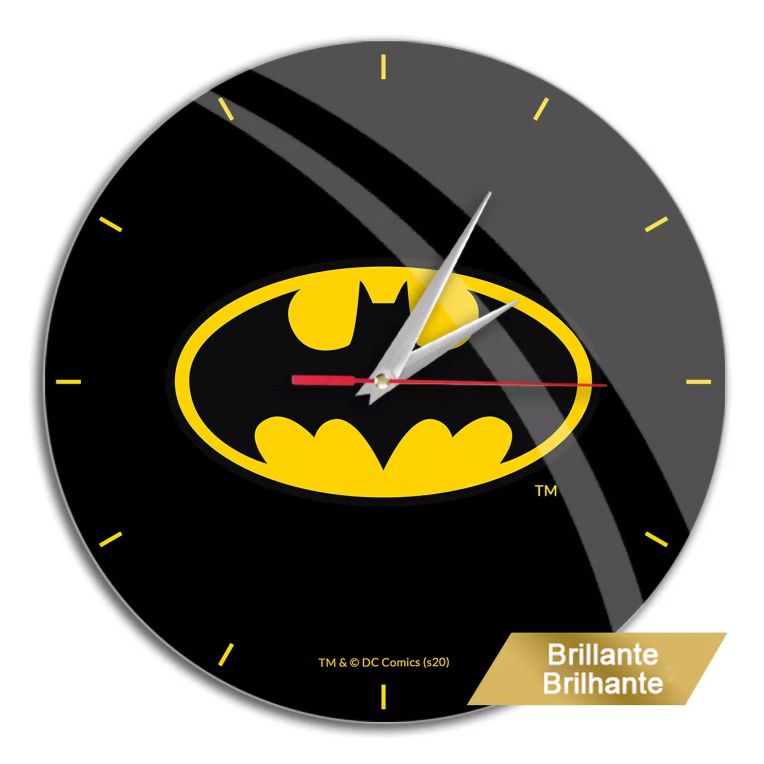 Reloj De Pared Brillo Batman Dc Negro