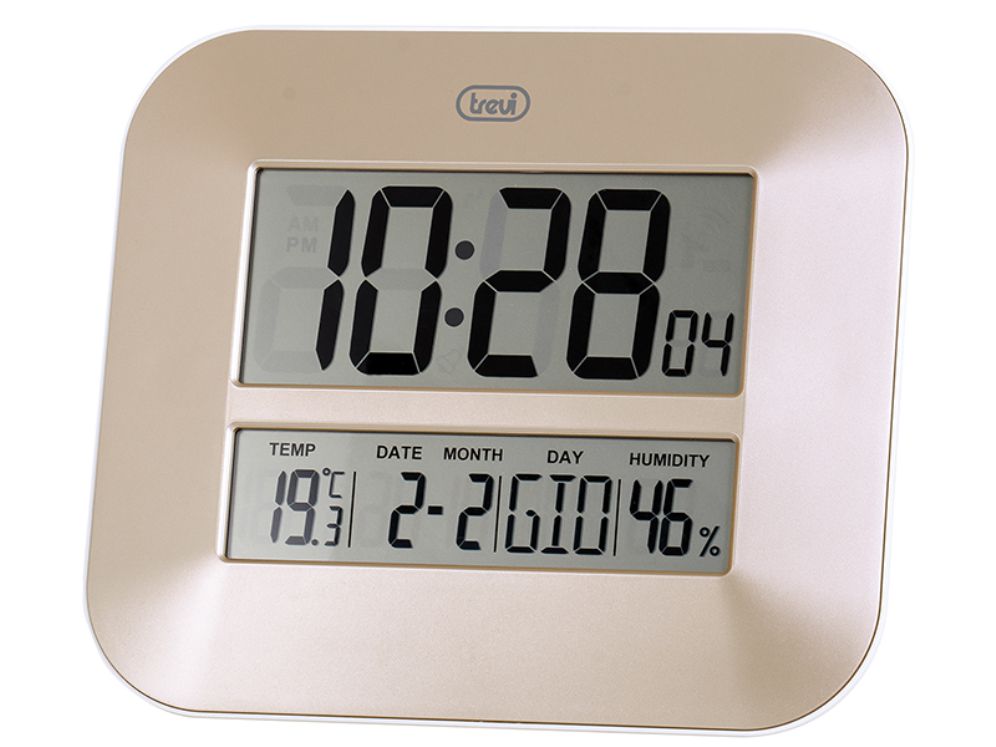 Reloj De Pared Digital Con Pantalla Grande 27 Cm Trevi Om 3520 D Bronce