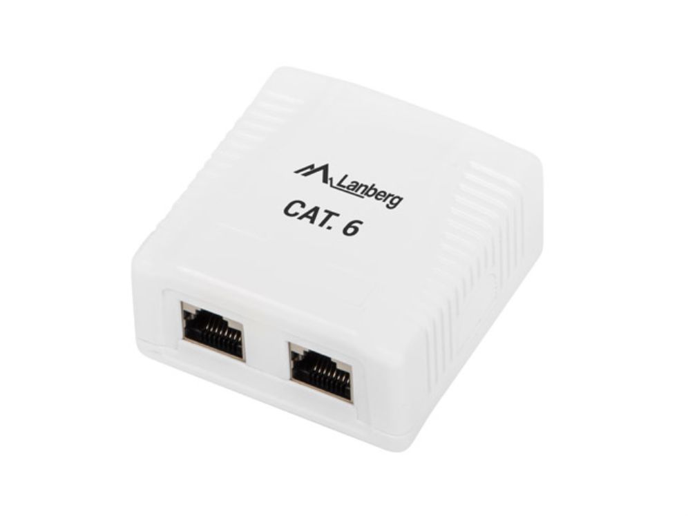 Roseta Lanberg De Superficie Cat6 Ftp 2x Toma Rj45 Blanco