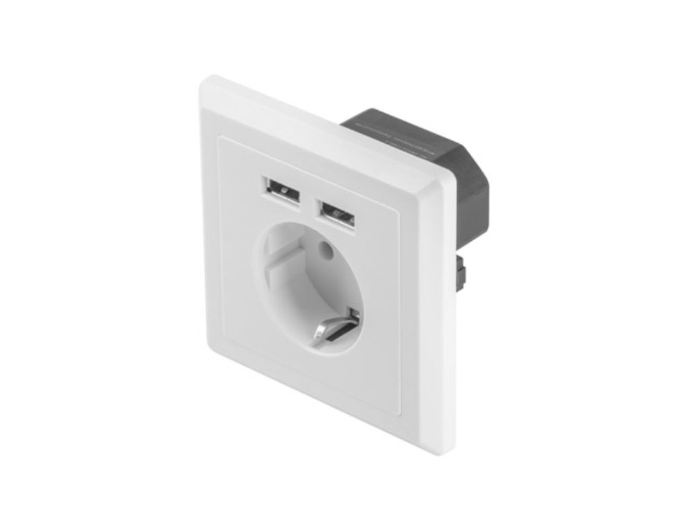 Roseta Pared Lanberg 230v Schuko 16a 2x Usb 21 A Blanco