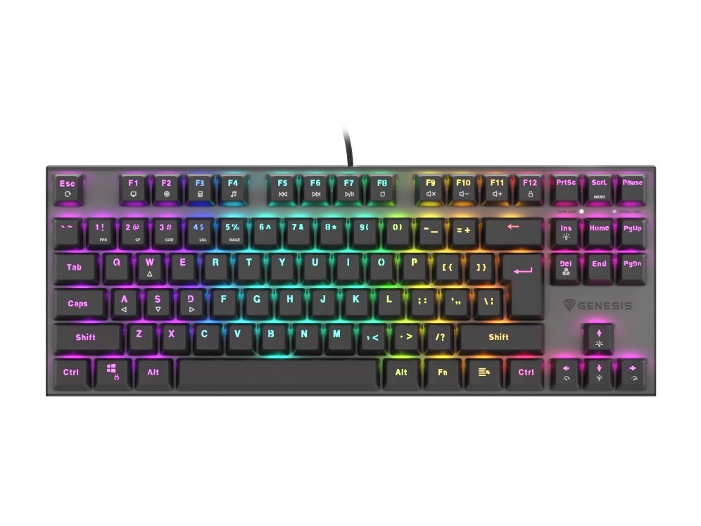 Teclado Gaming Genesis Thor 303 Tkl Rgb Negro Mecanico Switch Outemu Rojo