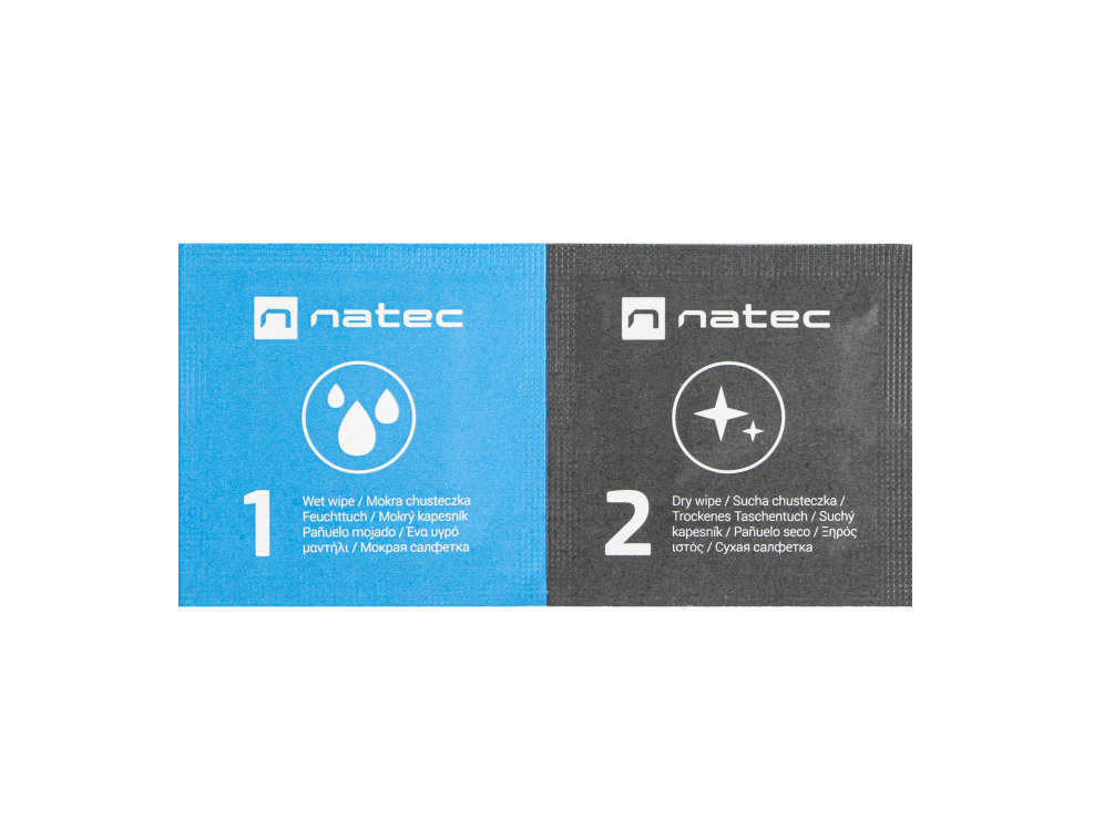Toallitas Desinfectantes Natec Racoon Wet Dry Pack 50 Uds