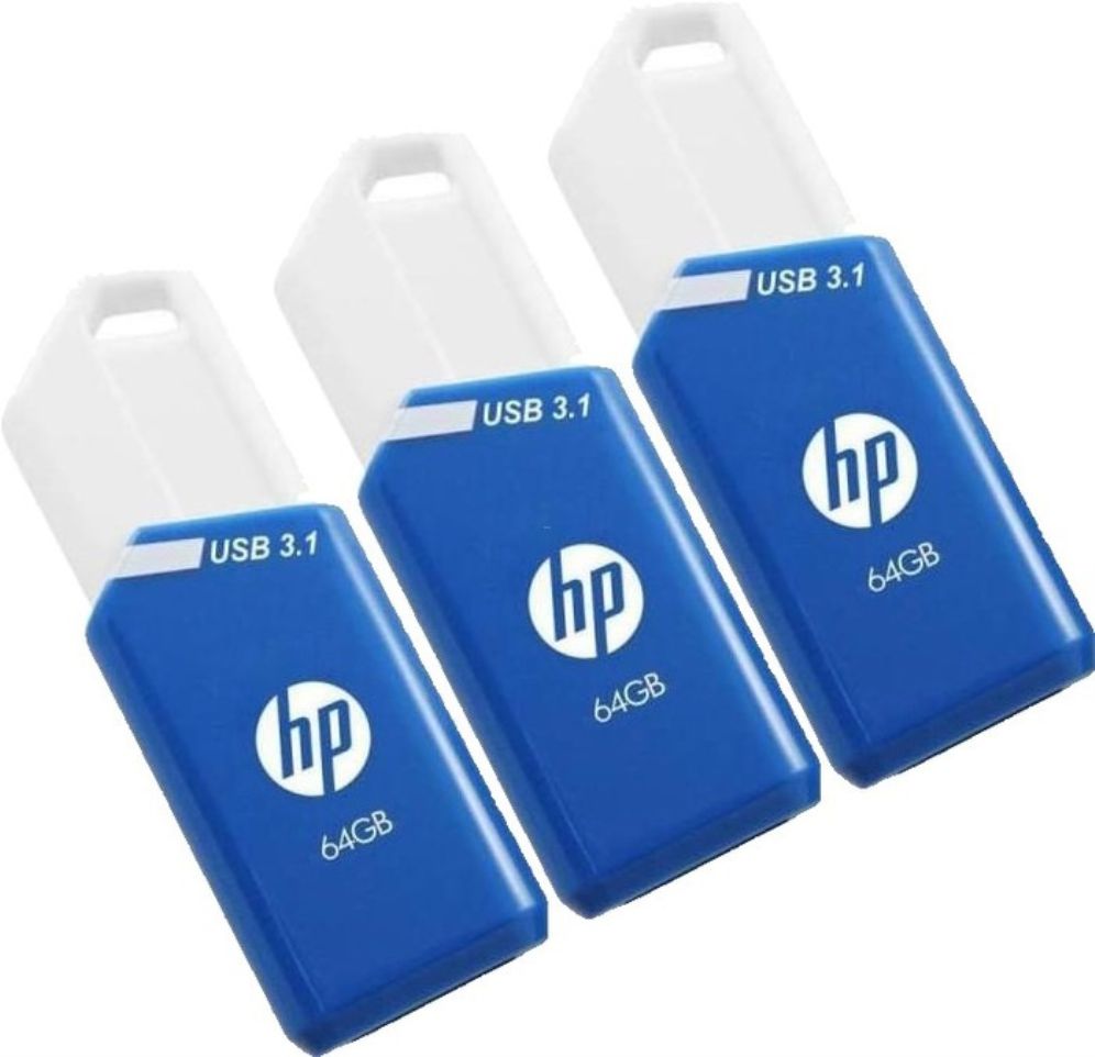 USB 3 1 HP 64GB X755W PACK DE 3 AZUL