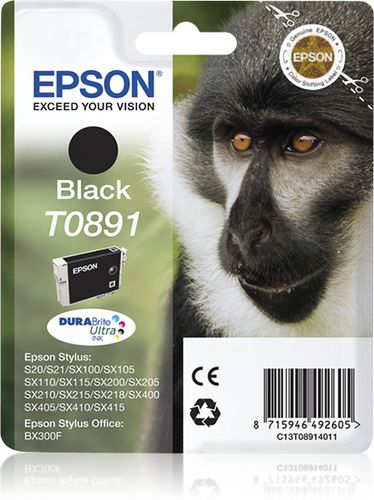 Epson Monkey Cartucho T0891 Negro Etiqueta Rf