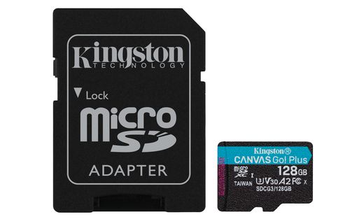 KINGSTON MICROSDXC 128GB CANVAS GO PLUS 170R A2 U3 V30 CARD ADAPTADOR