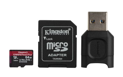 Kingston Microsdxc 64gb React Plus Sdcr2 Adaptador Mlpm Reader