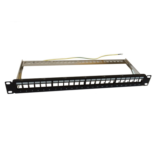 Panel De Conexiones Blank Patch Panel With Cable Management 24 Ports Negro Wp