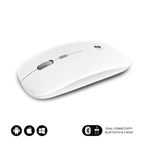 Subblim Dual Flat Mouse Recargable Blanco