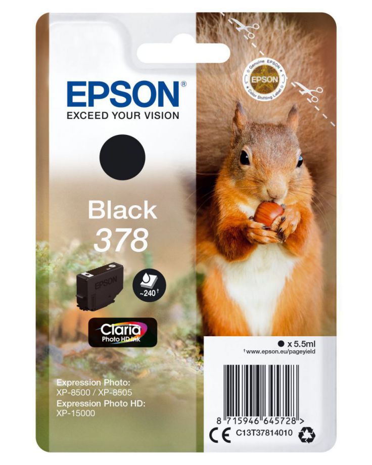 Epson Singlepack Black 378 Claria Photo Hd Ink 55ml Negro 240paginas