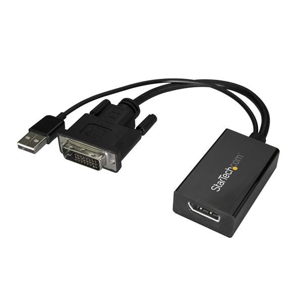 StarTechcom Adaptador DVI a DisplayPort Alimentado por USB  Conversor DVI a DisplayPort  Convertidor DVI D a DP  1920x1200