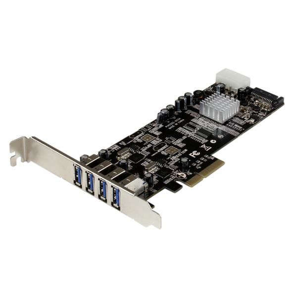 Startechcom Adaptador Tarjeta Pci Express Pci E 4 Puertos Usb 30 Uasp Bus Doble Con Alimentacion Molex Sata