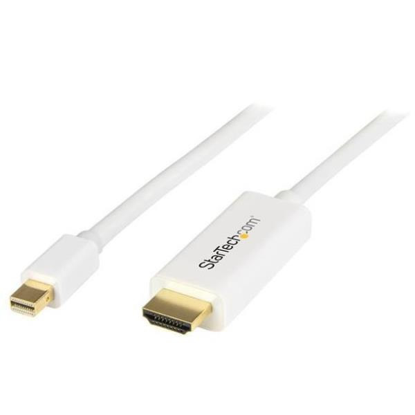StarTechcom Cable Conversor Mini DisplayPort a HDMI de 1m  Color Blanco  Ultra HD 4K