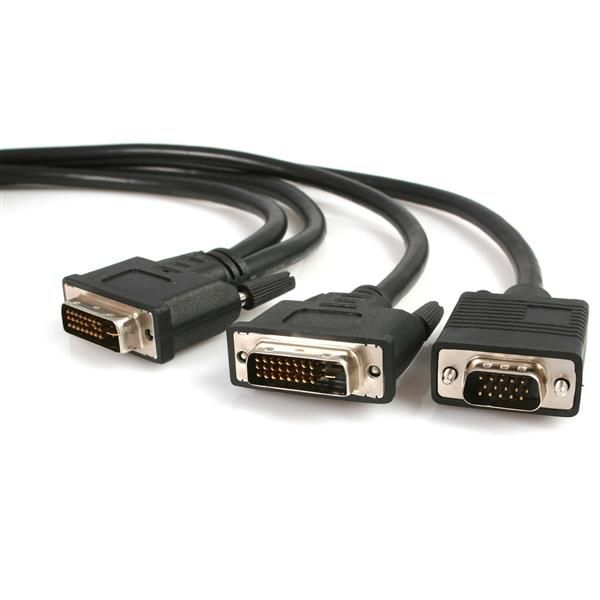 Startechcom Cable De 1 8m Multiplicador De Video Dvi I Macho A Dvi D Macho Y Hd15 Vga Macho Para Monitor