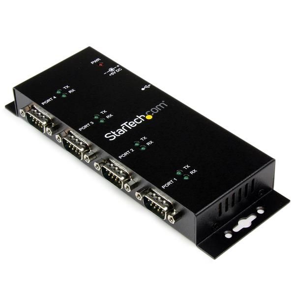 StarTechcom Concentrador Adaptador USB a Serie RS232 DB9 4 Puertos  Riel DIN Industrial y Montaje en Pared