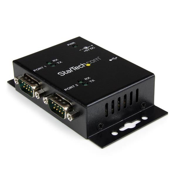 StarTechcom Concentrador Hub Industrial de 2 Puertos Serie Serial RS232 a USB Montaje Riel DIN Pared