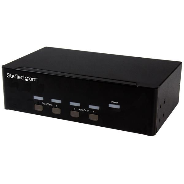 StarTechcom Conmutador KVM de 4 puertos con VGA doble y concentrador USB 20 de 2 puertos