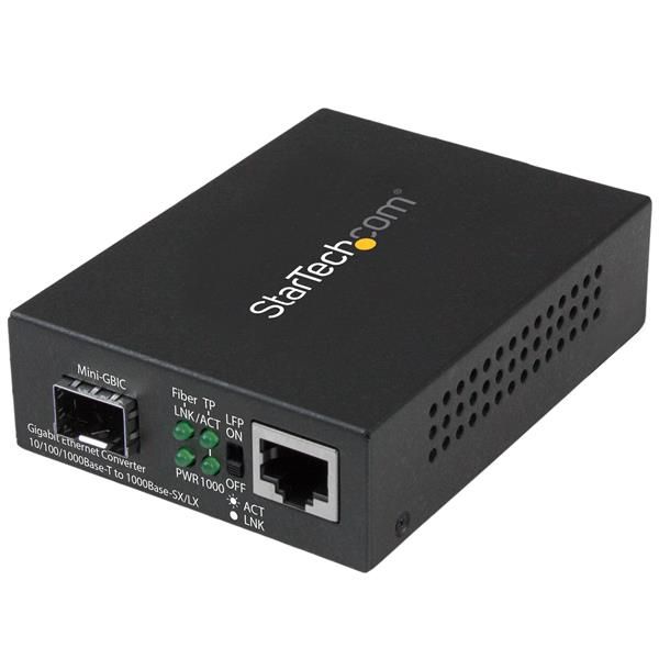 StarTechcom Conversor de Medios Ethernet Gigabit a Fibra con SFP abierto