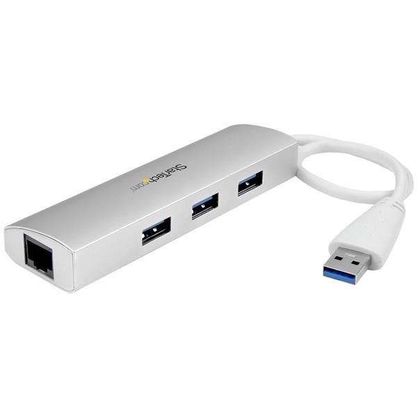 Startechcom Hub Concentrador De 3 Puertos Usb 30 Con Adaptador De Red Ethernet Gigabit