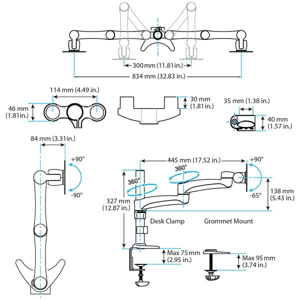 Startechcom Soporte Con Brazos Articulados Para Dos Monitores