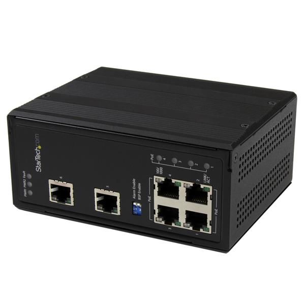 Startechcom Switch Conmutador Ethernet Industrial No Administrado De 6 Puertos Gigabit  4x Poe Regulador De Voltaje  Montaje Pared Din