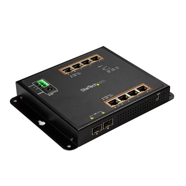 Startechcom Switch Conmutador De Red Gigabit Ethernet Con 8 Puertos Rj45 Poe Y 2 Puertos Sfp  De Pared  Gestionado