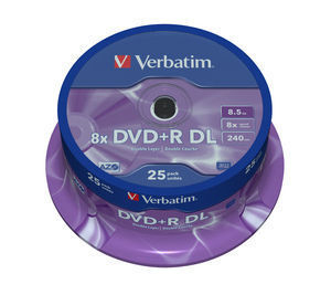 Verbatim Dvd R Double Layer 8x Matt Silver 25pk Spindle