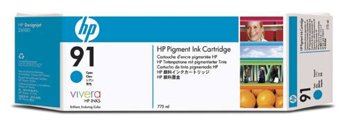 Cartucho de tinta cian de pigmento HP 91 de 775 ml